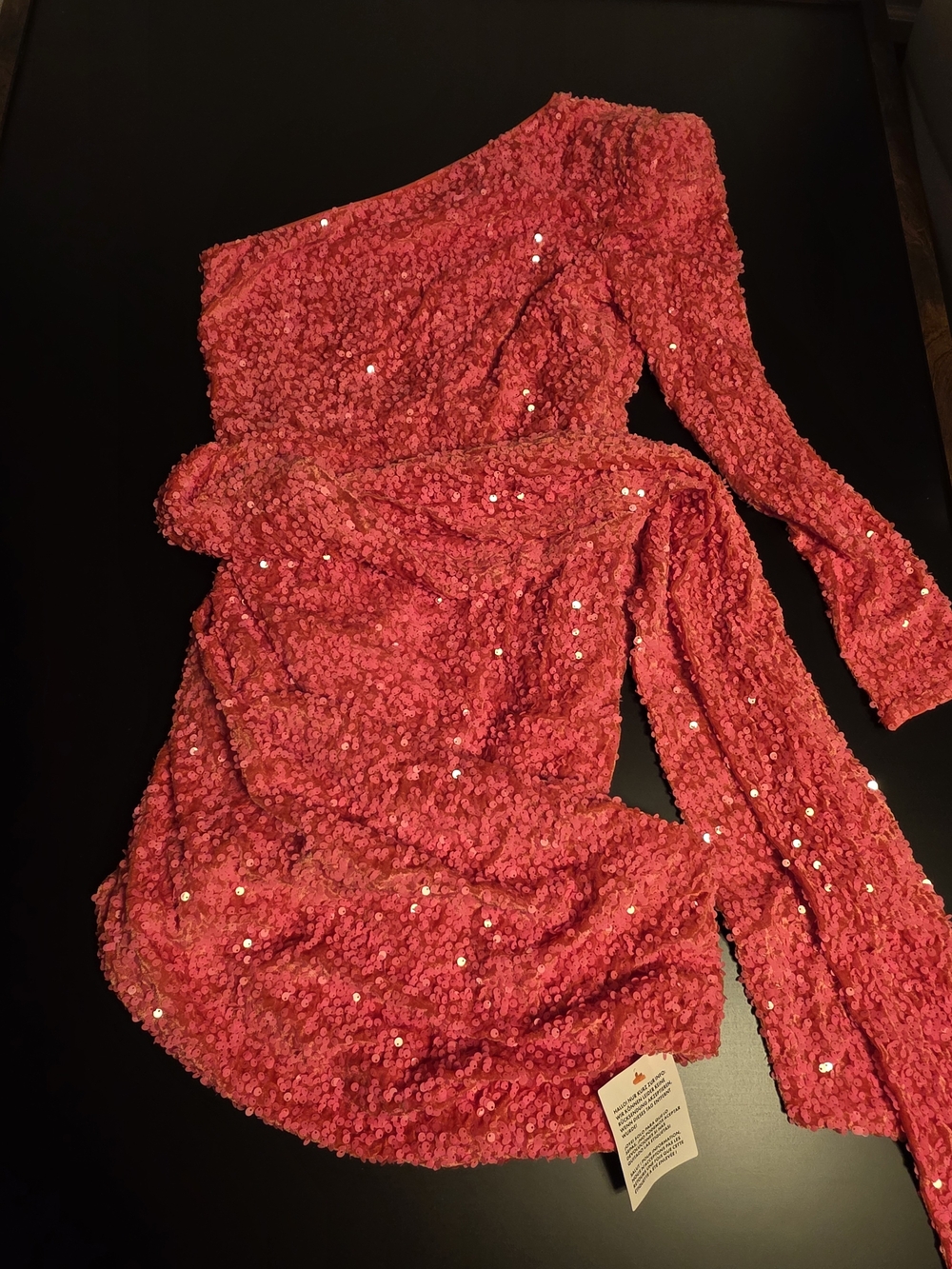 Women's Sequin One-Shoulder Dress - Pink